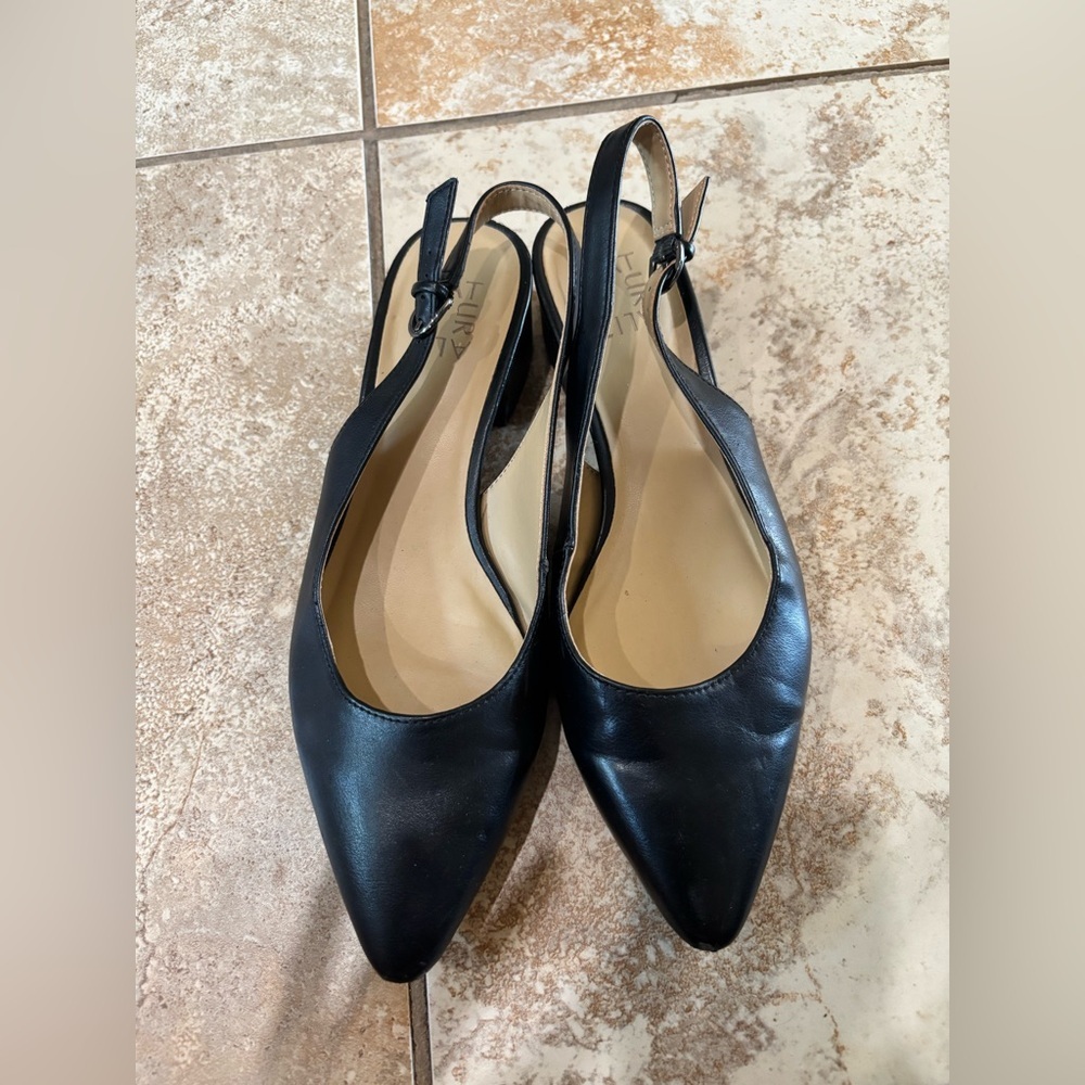 Naturalizer Black Pointed Toe Slingback Low Block Heel Mules - Picture 2 of 7